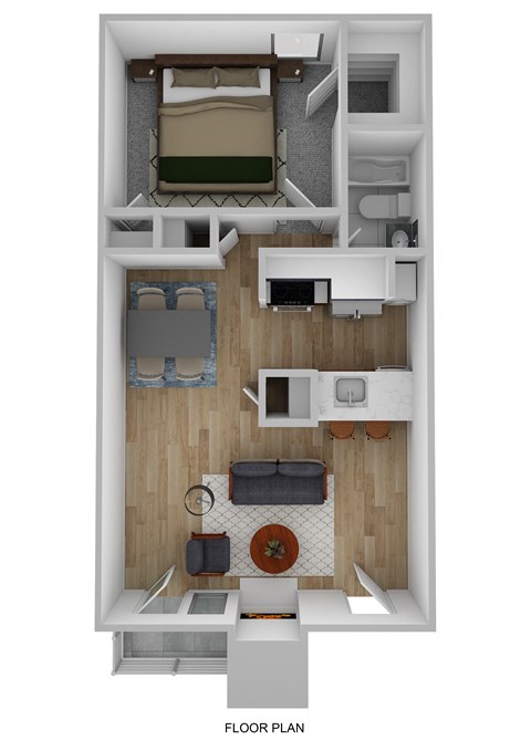 Floor plan for 1 bed, 1 bath, 580 sqft